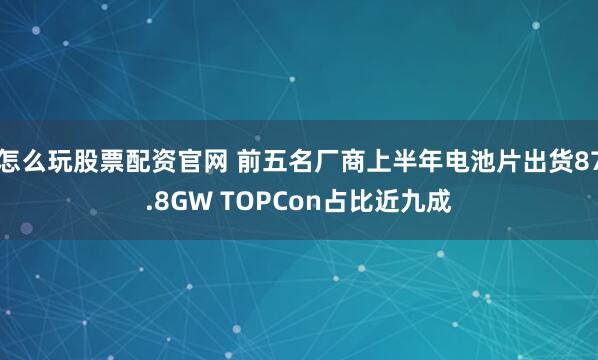 怎么玩股票配资官网 前五名厂商上半年电池片出货87.8GW TOPCon占比近九成